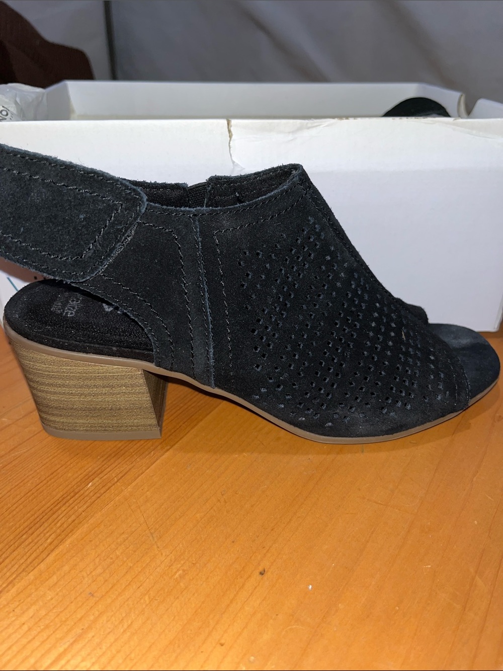 Sonoma Black Perforated Open-Toe Block Heel Mules